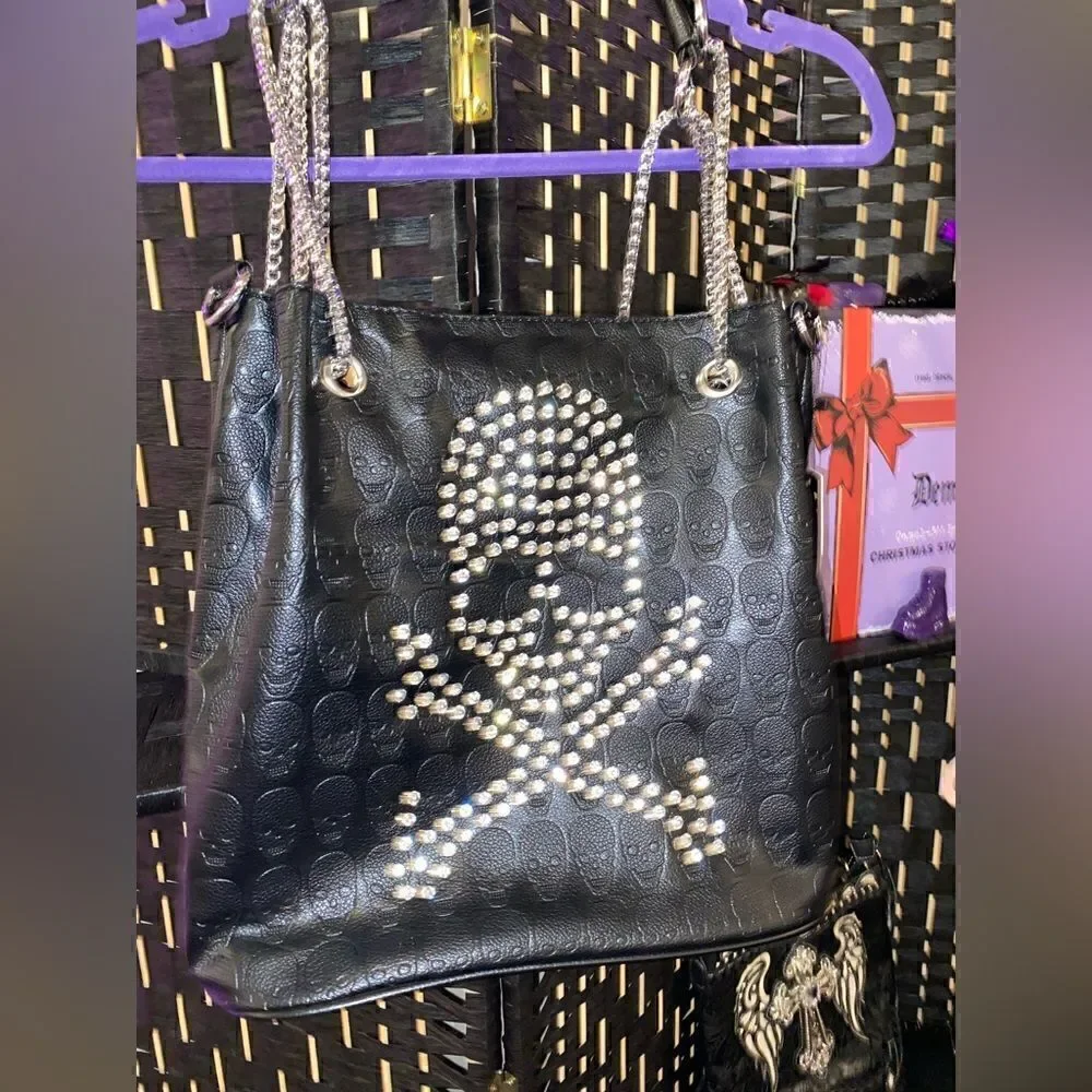 Skull and Crossbones Tote with Bonus Bag (and strap)